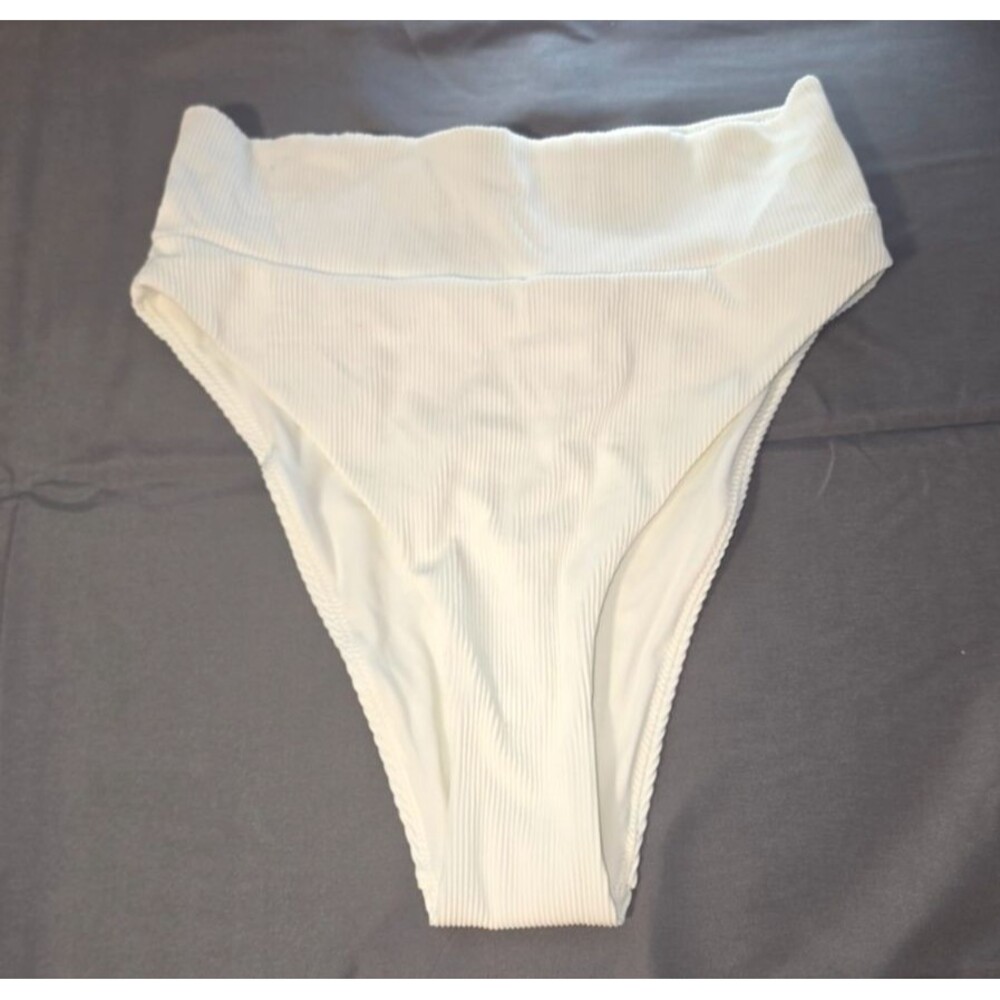 Aerie White High Cut Cheeky Swim Bathing Suit Bottom Small New With Tags